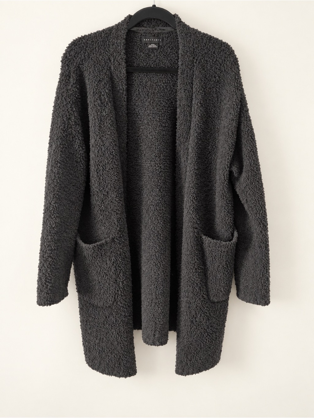 Sanctuary Charcoal gray Open-Front Sherpa Teddy Cardigan size XS/S